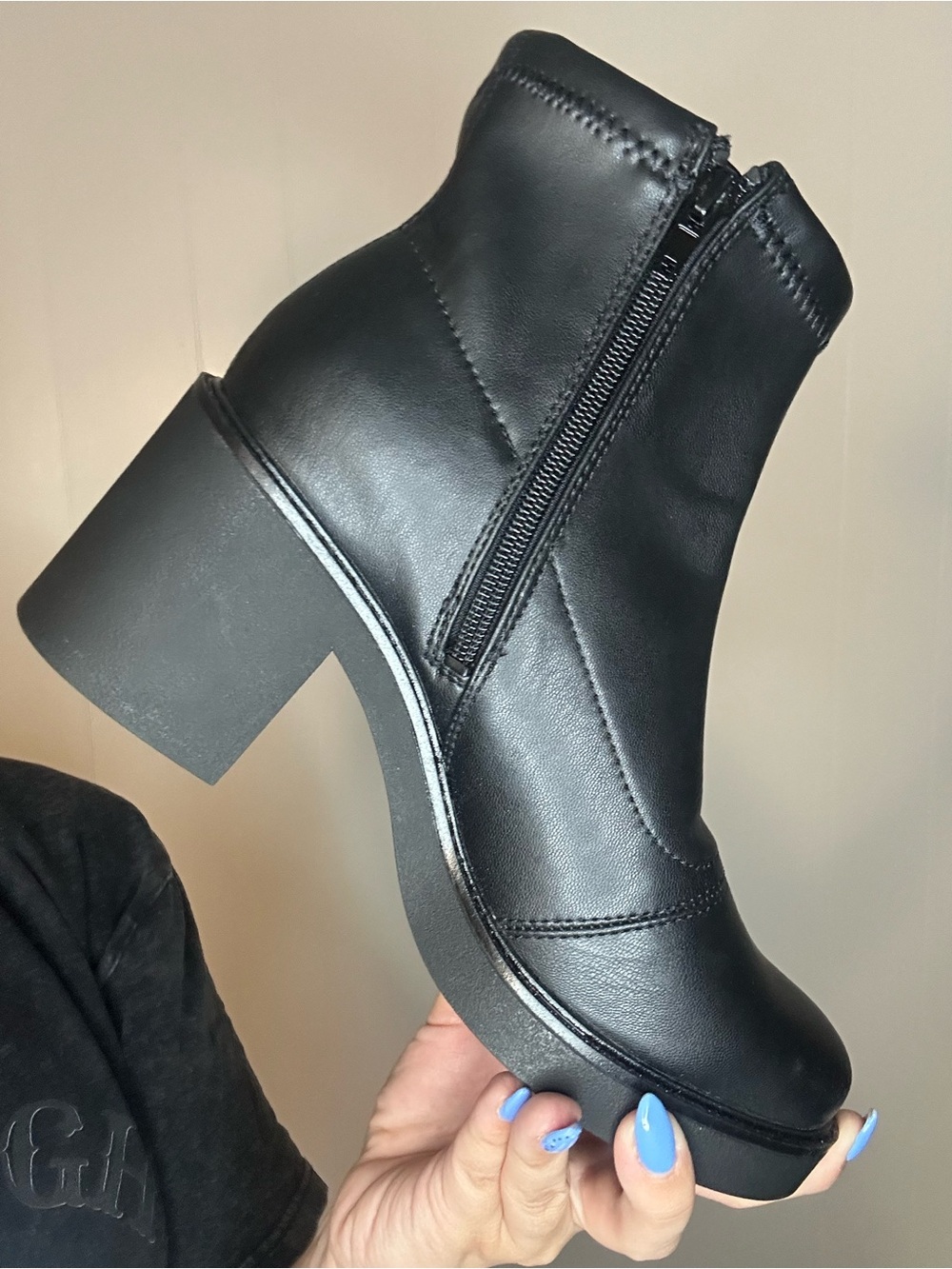 Life Stride Black Side-Zip Block Heel Ankle Bootie